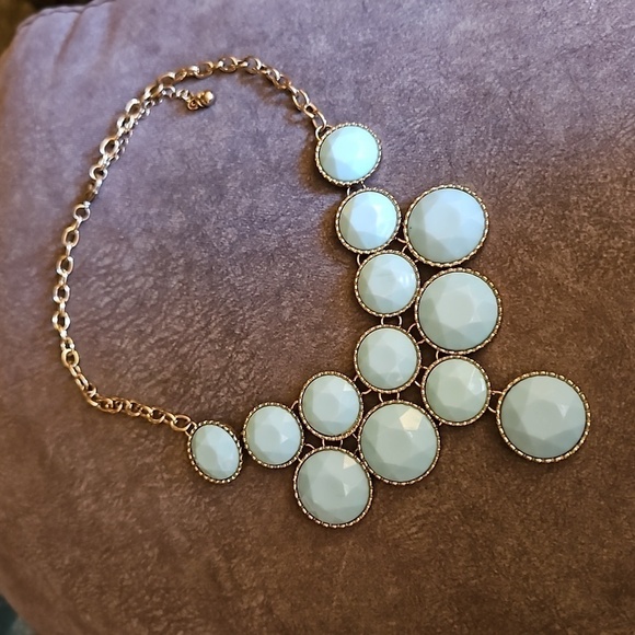 3/$30 Mint Circle Bib Statement Necklace - Picture 2 of 8